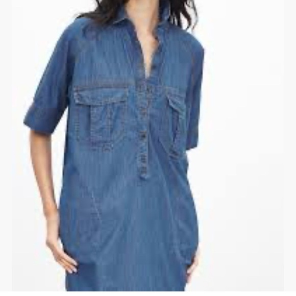 Banana Republic dolman sleeve denim shift dress - Picture 1 of 8